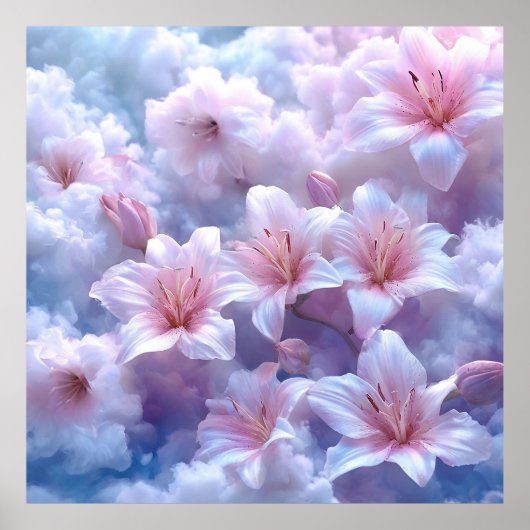 Weich rosa Lilien Poster (Vorne)
