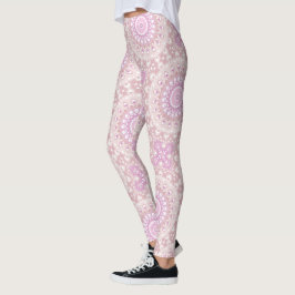 Weich rosa Mandala mit Herz- und Petalmotiven Leggings