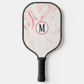 Weich rosa Marmor mit Monogramm Pickleball Schläger (Rückseite)