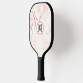 Weich rosa Marmor mit Monogramm Pickleball Schläger (Links)