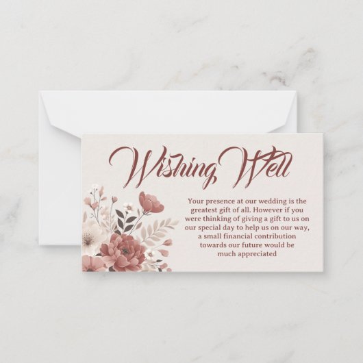 Weich rosa, matte, florale Wunschkarte Mitteilungskarte (Vorderseite)