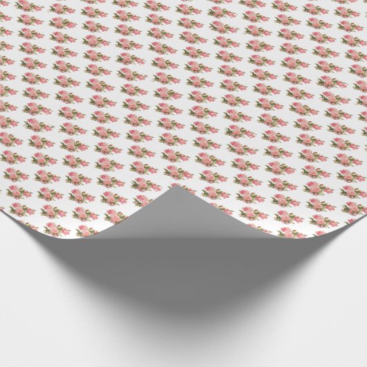 Weich rosa mit grüner Blumenzehen Geschenkpapier (Ecke)