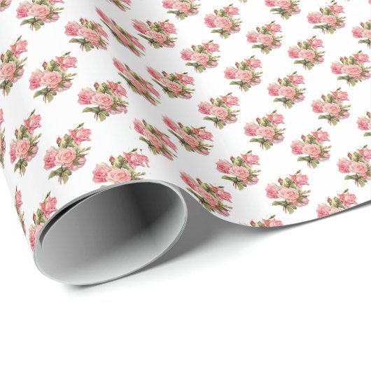 Weich rosa mit grüner Blumenzehen Geschenkpapier (Rolleneckpunkt)