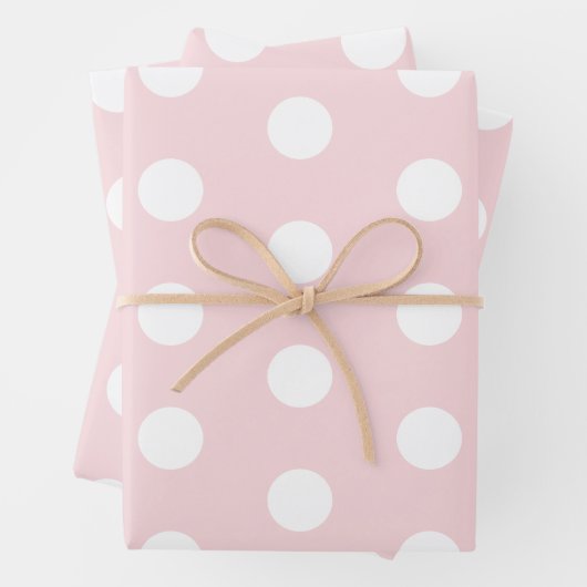 Weich rosa mit weißen Polka-Punkten Geschenkpapier Set (Beispiel)
