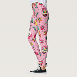 Weich rosa Ostermuster Leggings