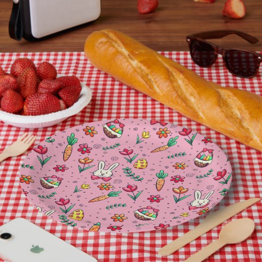 Weich rosa Ostermuster Teller (Picknick)