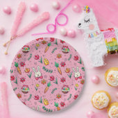 Weich rosa Ostermuster Teller (Party)