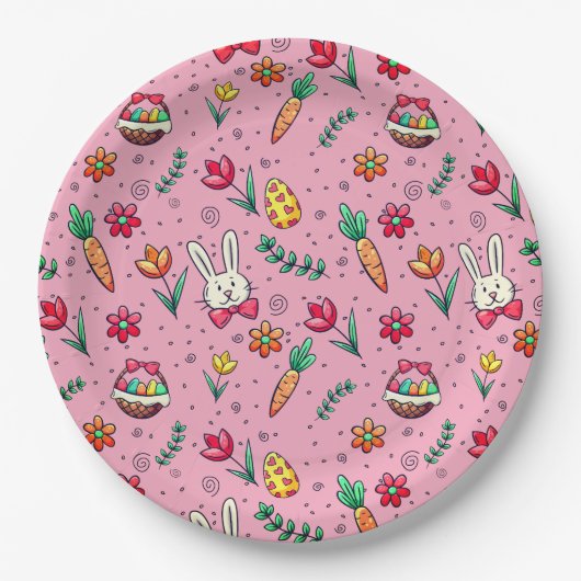 Weich rosa Ostermuster Teller (Vorderseite)