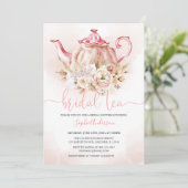 Weich rosa Pampas Grass Tee Brautparty Einladung (Stehend Vorderseite)