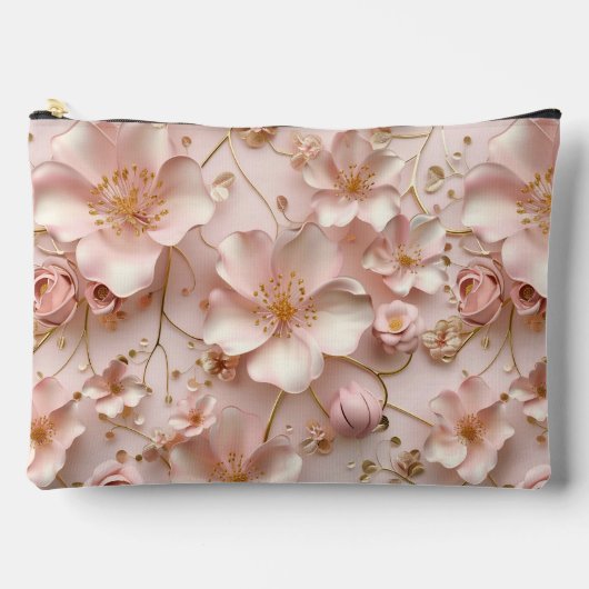 Weich rosa Pastell floral Zubehörtasche (Vorderseite)