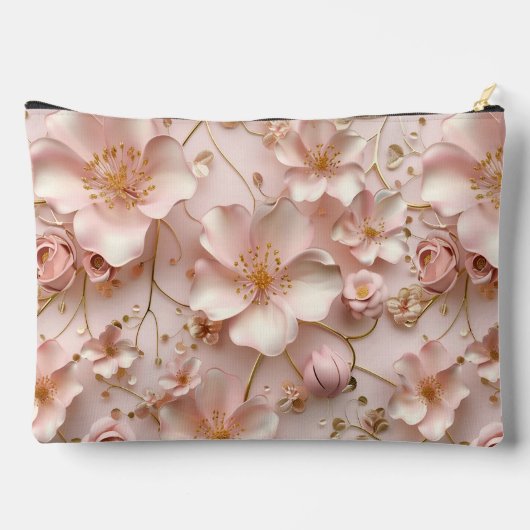 Weich rosa Pastell floral Zubehörtasche (Rückseite)