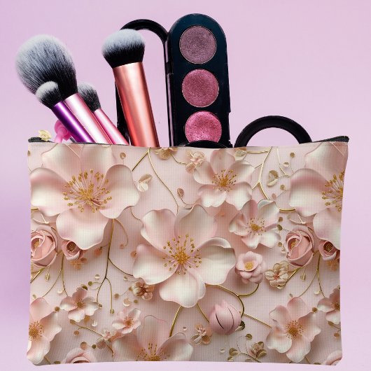 Weich rosa Pastell floral Zubehörtasche