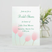 Weich rosa Pastell Tulips Brautparty Einladung (Stehend Vorderseite)
