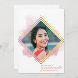 Weich rosa Pastell und goldener Diamant Abschluss Einladung