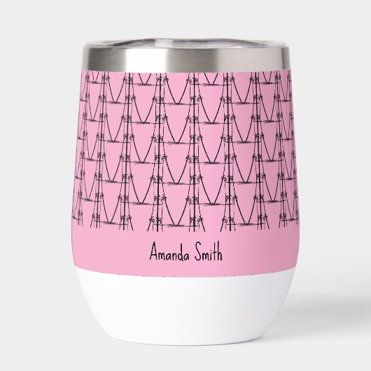 Weich rosa, Personalisiert, Kokospalmen der Silhou (Rückseite)