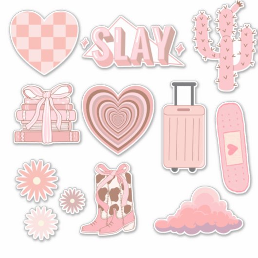 weich-rosa Preppy Aufkleber (Vorderseite)