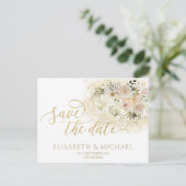 Weich rosa romantische Goldkalligraphie Ankündigungspostkarte (Stehend Vorderseite)