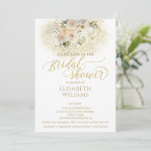 Weich rosa romantische Goldkalligraphie Einladung (Stehend Vorderseite)