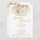 Weich rosa romantische Goldkalligraphie Einladung (Vorne/Hinten)