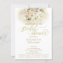 Weich rosa romantische Goldkalligraphie Einladung