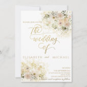 Weich rosa romantische Goldkalligraphie Einladung (Vorderseite)