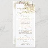 Weich rosa romantische Goldkalligraphie Menükarte (Vorne/Hinten)