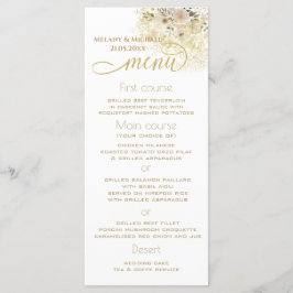 Weich rosa romantische Goldkalligraphie Menükarte