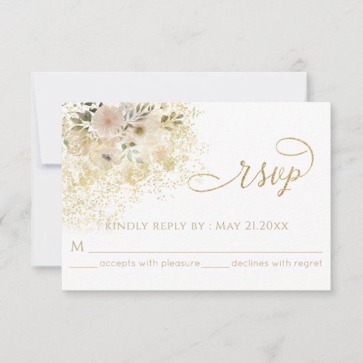 Weich rosa romantische Goldkalligraphie RSVP Karte (Vorderseite)