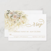 Weich rosa romantische Goldkalligraphie RSVP Karte (Vorne/Hinten)