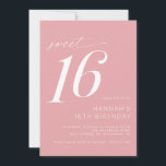 Weich rosa Rosa Blush | Girly Simple Sweet 16 Gebu Einladung<br><div class="desc">Moderne 16. Geburtstagsfeier mit Schriftzeichen. Einfach,  lässig und hübsch. Weiche,  hellrosa Farbe mit weißem Schriftart.</div>