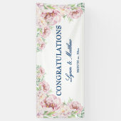 Weich rosa Rosa Elegante Blumenhochzeit Banner (Vertikal)