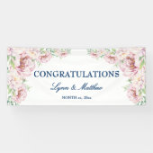 Weich rosa Rosa Elegante Blumenhochzeit Banner (Horizontal)