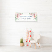 Weich rosa Rosa Elegante Blumenhochzeit Banner (Insitu)