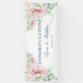 Weich rosa Rosa Elegante Blumenhochzeit Banner (Vertikal)