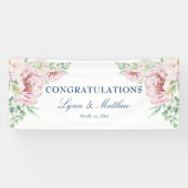 Weich rosa Rosa Elegante Blumenhochzeit Banner (Horizontal)