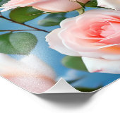 Weich rosa Rose Blume Blauer Schmetterling Fotodruck (Ecke)