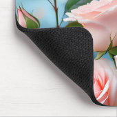Weich rosa Rose Blume Blauer Schmetterling Mousepad (Ecke)
