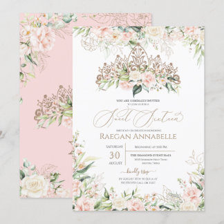 Weich rosa Rosen Elegant Sweet 16 Geburtstag Einladung