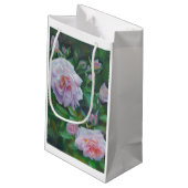 Weich rosa Rosen-Geschenk-Tasche Kleine Geschenktüte (Rückseite Schrägansicht)