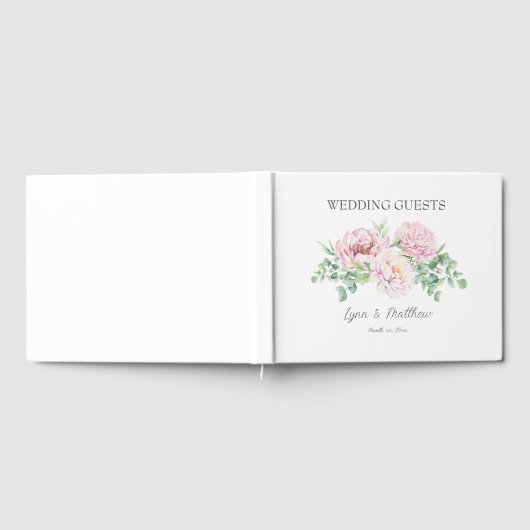 Weich rosa Rosen Rosen Elegante Blumenhochzeit Gästebuch (Voll)