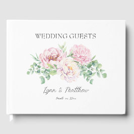 Weich rosa Rosen Rosen Elegante Blumenhochzeit Gästebuch