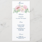 Weich rosa Rosen Rosen Elegante Blumenhochzeit Menükarte (Vorderseite)