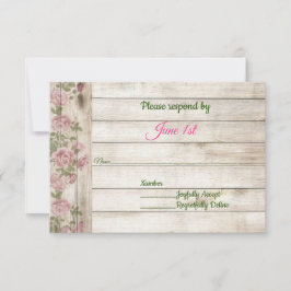 Weich rosa Rosen und Holz Land Hochzeit UAWG Einladung