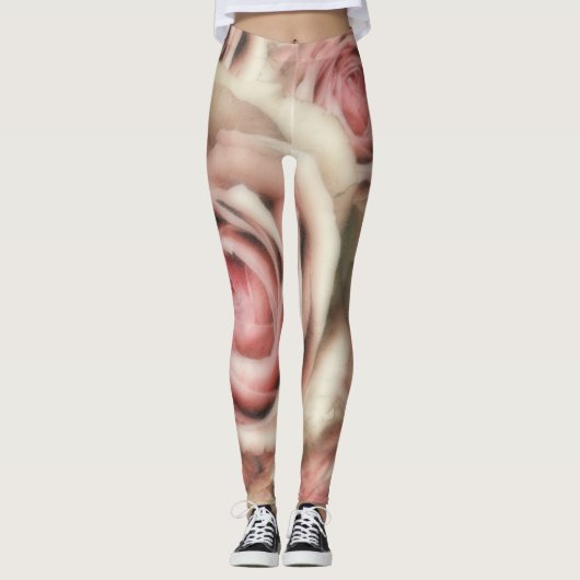 Weich rosa Rosen Weich Chic Einzigartig Leggings (Vorderseite)