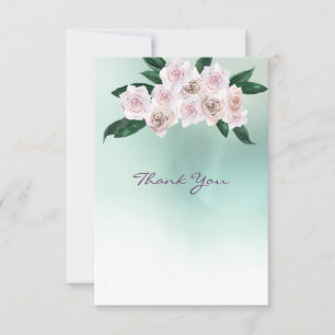 Weich rosa Rosenblüten Hochzeit Danke