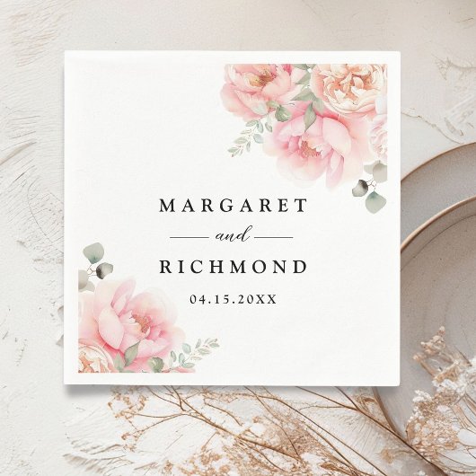 Weich rosa Rosengarten Blumenzehen Serviette