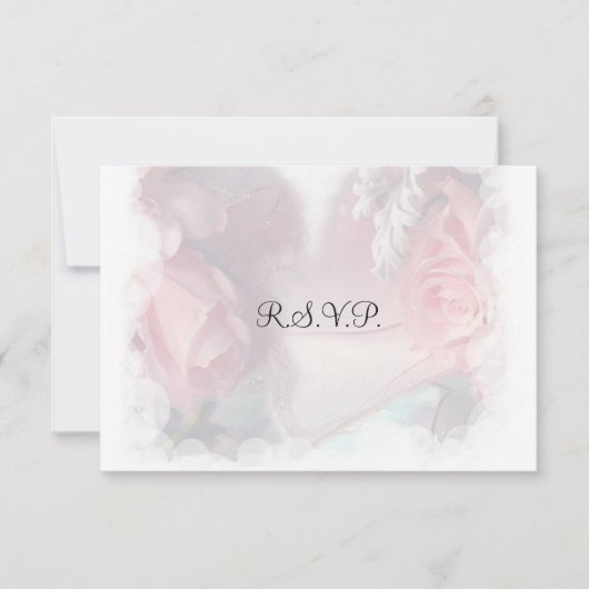 Weich rosa Roses Wedding RSVP (Vorderseite)