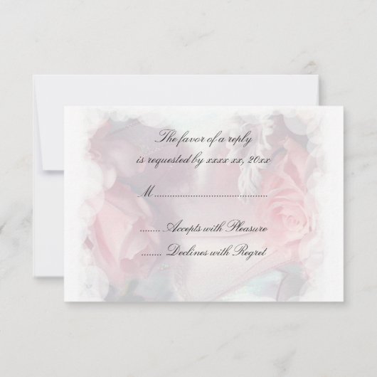 Weich rosa Roses Wedding RSVP (Rückseite)