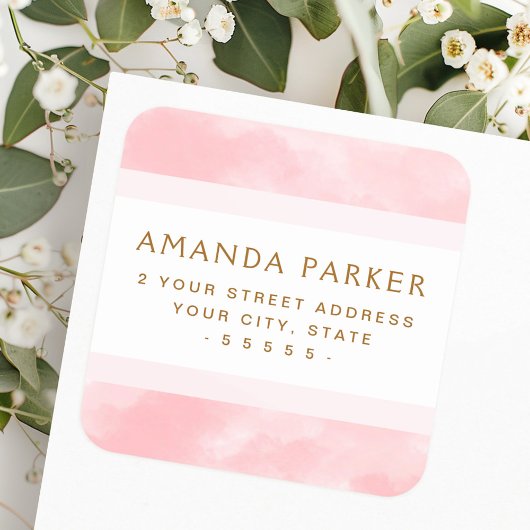 Weich rosa Rücksendeadressen-Aufkleber Quadratischer Aufkleber