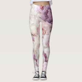 Weich rosa Shabby Chic Botanischer Garten Leggings